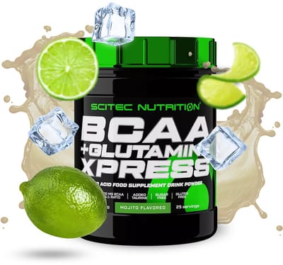 Scitec Nutrition® - BCAA + Glutamine Xpress (300 gram - Mojito) - Mint/Lime - 25 doseringen - aminozuren - aminozuur - bcaa - l-isoleucine - l-leucine - l-valine - poeder