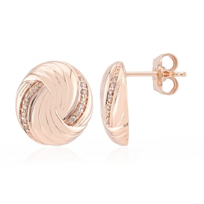 Cavill - 925 Sterling Zilver Roségoud Vergulde Oorbellen - 0,15 Ct I1 Argyle Rose Diamanten - Ronde Briljant Pavé - Elegante & Stijlvolle Oorbellen