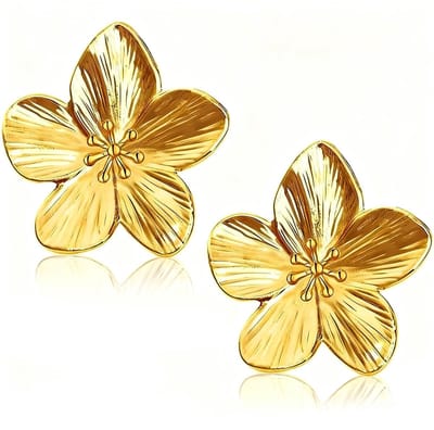 Grote bloem oorbellen goud voor vrouwen, gouden bloemblaadjes vintage oorbellen, statement, boho oorbellen, modieuze en gepersonaliseerde bloem voor vrouwen, meisjes