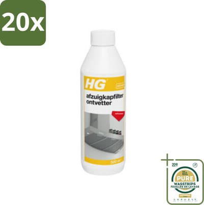 20 x HG Afzuigkapfilter Ontvetter 500 ml - Grootverpakking - Afzuigkapfilter - Ontvetter - Afzuigkap Reinigen - Vet Verwijderen - Afzuigkap Filter