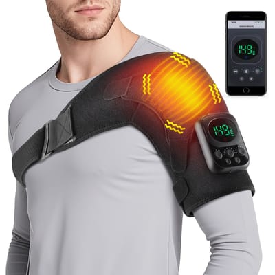 Masseur d'épaules chauffant électrique 6 niveaux 3 modes Vibration Télécommande sans fil Amovible pour la relaxation musculaire gray