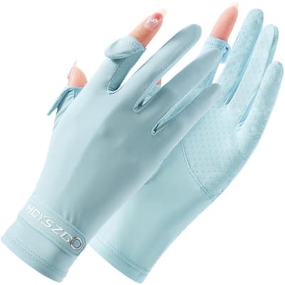 Zonnecrème Handschoenen voor Dames van IJszijde voor de Zomer Dunne Stijl IJsvrij en Koel Ademend Hoge Elasticiteit Buiten Rijden Twee Vinger Flip Cover One size gray