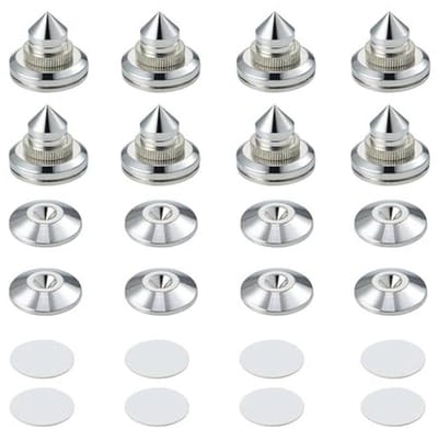 Hoogte Verstelbare Speaker Spikes Set van 8 - Subwoofer Voeten met Zelfklevende Pads voor Optimaal Geluid