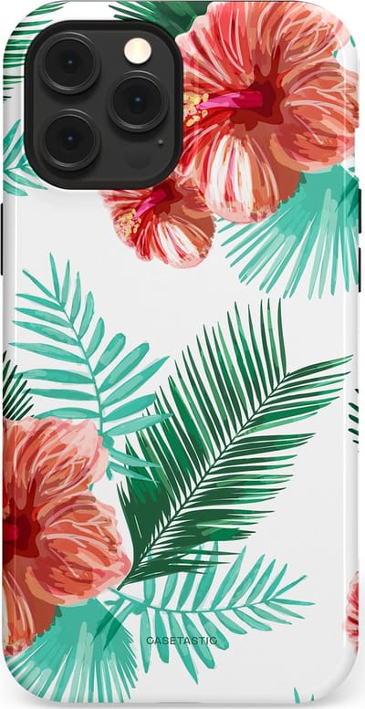 Casetastic Hoesje Geschikt voor Apple iPhone 12 Pro Max Magsafe - Stijlvolle Beschermende Duo-layer Case - Exotisch Roze Flora
