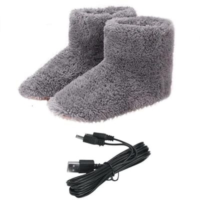 Verwarmde Schoenen - Sloffen - USB - Grijs - Maat 39-43 - Unisex