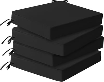 Waterdichte tuinzitkussens set van 2/4/6 - Schuimstoelkussens met banden for binnen- en buitenpatiostoelkussens dik 5 cm for banken, keukenstoelen, eetkamerstoelen en fauteuils(Black,35x35cm(4pcs))