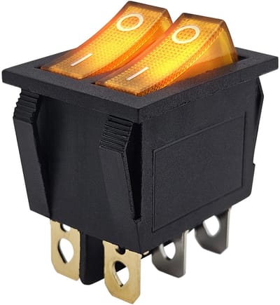 ProRide Dubbele Wipschakelaar ON-OFF KCD6-202 - 3 Polig - 250V/16A - 30x22mm - Oranje met controlelampje