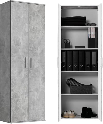 mokebo Opbergkasten Bureaukast 'Der Lange' (60 x 180 cm) multifunctionele Archiefkast in grijs betonlook hout