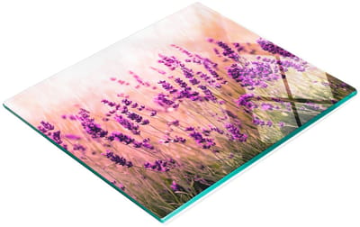 Keuken serveerplank van gehard glas met lavendelmotief, 60x52 cm