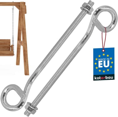 KOTARBAU® 2 Stuks Schommelhaak, Verzinkt Staal, 210 mm, Zilver, M10, Veiligheidsschommelhaken, Schommelhaak met Schroefdraad, Sterk Belastbaar, Eenvoudige Montage