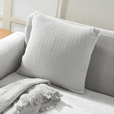 Housse de protection de canapé en polaire épaisse de nouvelles couleurs, taie d'oreiller imprimée en jacquard solide pour coussin 45 x 45 cm 1PC gris clair