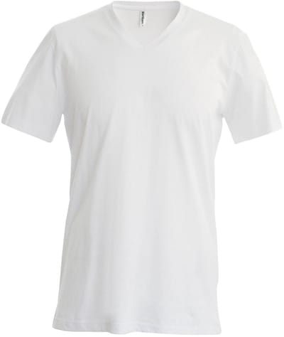 Kariban Heren Korte Mouw V Hals Slim Fit T-Shirt (Wit)