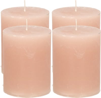 Atmosphera Stompkaars - 4x - taupe - 7 x 9 cm - cilinderkaars - middel rustiek model