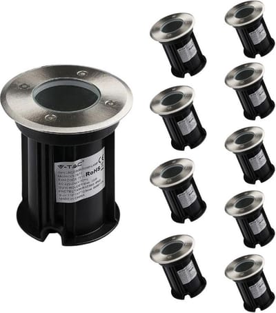 IP65 Outdoor inbouw LED Spotlight voor GU10 lamp (Set van 10) - Edelstaal - SILUMEN