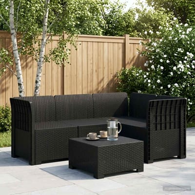 vidaXL - 4-Persoons - Tuin - Sofa - Rattan - Look - PP - Antraciet