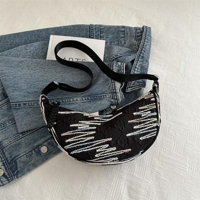 Sac coréen Ins Sac dumpling japonais pour femmes en été Sac bandoulière polyvalent pour téléphone portable pour femmes Sac à bandoulière pour femmes Sac à épaule pour fille de la forêt black