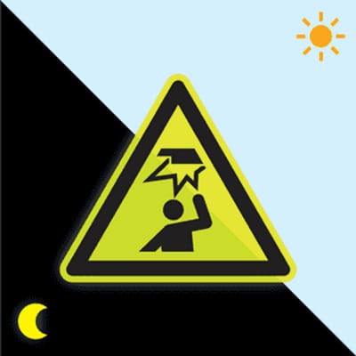 Extra lichtgevend waarschuwingsbord stootgevaar - kunststof - W020 200 mm