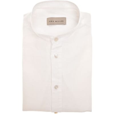 John Miller Overhemd Loose Solid Color Cotton Linnen Antiekwit / male