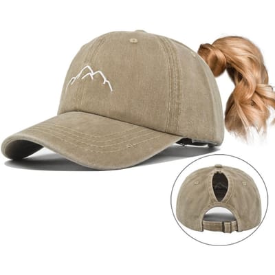 Nieuwe Dames Paardenstaart Hoed Europese Geborduurde Verstelbare Baseballpet Sport Buiten Zonbescherming Snapback Hoed (as the picture,54-60cm) beige
