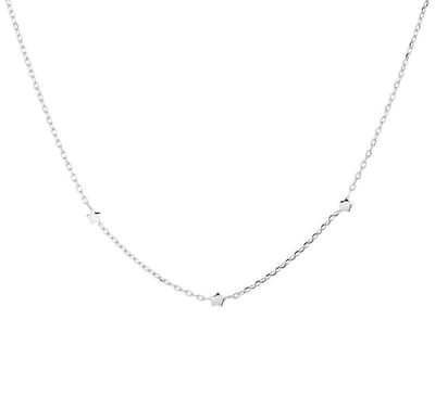YO&NO - Ketting - Zilver - Anker - Sterren -  1,1 mm - 41 + 4 cm -  Sieraden vrouw - Gerhodineerd - Zilver 925