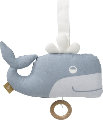 Fresk Muziekdoos – Muziekbox met Kalmerend Deuntje - Kraamcadeau - Baby Cadeau - Grijs - Whale blue
