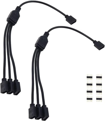 2PCS LED Strip Splitter Kabel 4 Pin RGB Splitter 1 naar 3 Poorten LED Controller Connector voor 5050 3528 2835 LED Strips - Zwart, Geschikt voor Verlichting en Decoratie