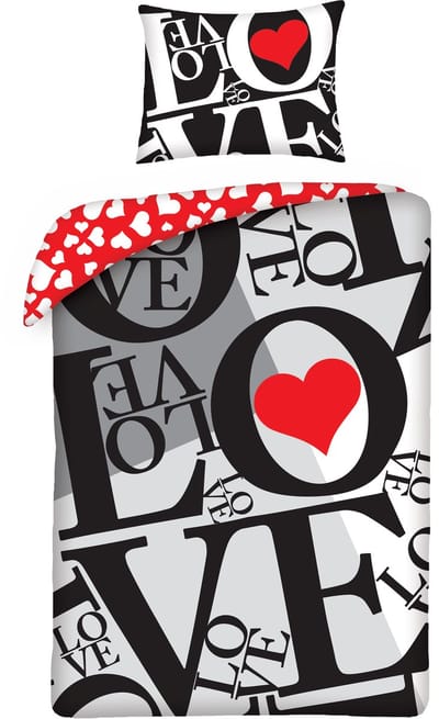 Valentines Dekbedovertrek Love - Eenpersoons - 140 x 200 + 70 x 90 cm - Katoen