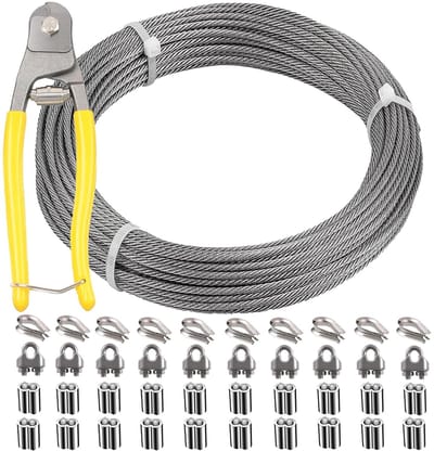 Roestvrijstalen Kabelset - Stalen Draadkabel - Buiten Ophangen - 7x7 Strengen Constructie - 50 meter - Zilver