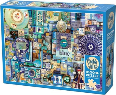 Kleurrijke Puzzel - Collage Puzzel - Ontspanning Thuis - Willekeurige Stukjes - 1000 Stukjes - Blauwe Collage