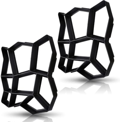 Betonvormen Tuin - Kunststof Gietvorm - Terras Aanleggen - Herbruikbaar Stevig Plastic - 43x43x4cm - Zwart