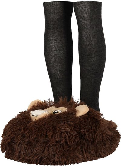 Apollo Grote voetenwarmer slof - aap - bruin - one size - 30 x 27 cm - polyester - dierensloffen