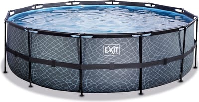EXIT Stone Frame Zwembad ø450 - Opzetzwembad - met Filterpomp - Rond - Grijs