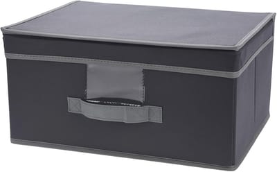 Opbergdoos met deksel en handgreep - Opvouwbaar voor kleding, boeken, cosmetica en speelgoed - Grijs 31x28x15 cm