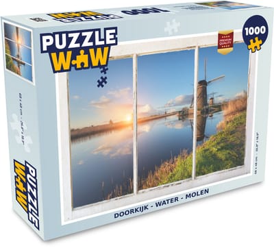 Puzzel Doorkijk - Water - Molen - Legpuzzel - Puzzel 1000 stukjes volwassenen