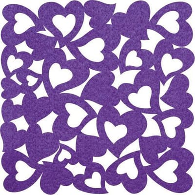 Hartjes vilt onderzetters - Paars - 6 stuks - 9,5 x 9,5 cm - Tafeldecoratie - Glas onderzetter - Valentijn - Cadeau - Woondecoratie - Tafelbescherming - Onderzetters Voor Glazen - Keukenbenodigdheden - Woonaccessoires - Tafelaccessoires