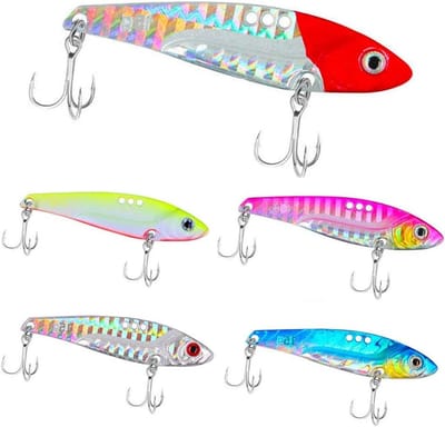 Vijfdelige set met harde visaas, inclusief crankbaits, metalen kunstaas, spinnerbladen en 3D ogen voor effectieve visserij.