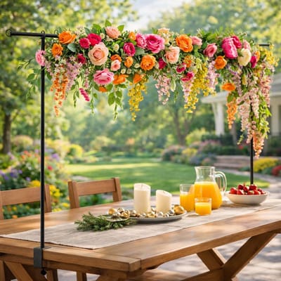 Namajunas - Tafelklem - Tafelstang decoratie - Tafelboogframe met klem - Verstelbare tafelstandaard - Tafeldecoratie voor bloemen, ballonnen, lampjes en planten - Rozenboog metaal voor bruiloften, verjaardagen en feestdecoratie - Tuinboog - Zwart