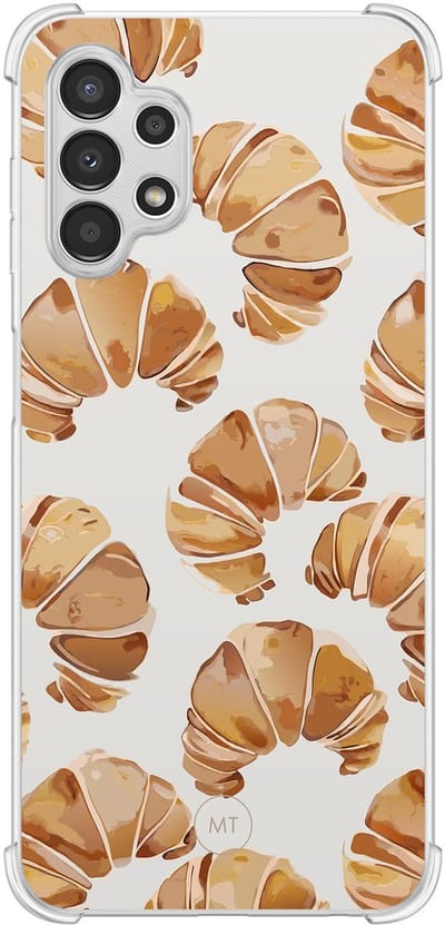 Hoesje (shockproof) geschikt voor Samsung Galaxy A13 4G - Croissant - Extra sterke case - TPU/polycarbonaat - Print - Beige, Transparant