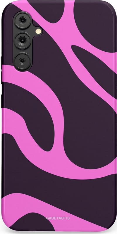 Casetastic hoesje geschikt voor Samsung Galaxy A34 (2023) 5G - Dubbellaagse bescherming - Roze Paarse Lavendel Abstractie - Fashion Case - Donkergrijs Roze