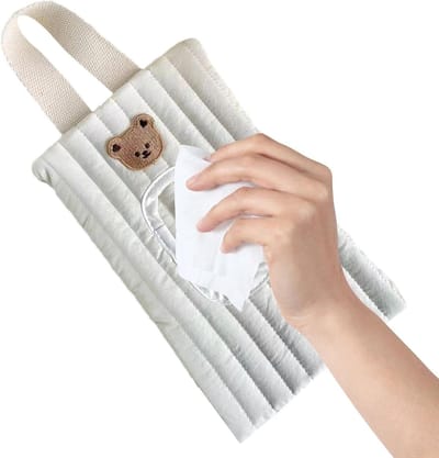 Draagbare Doekjes Dispenser - Natte Doekjes Tas - Baby Onderweg - Met Handvat Riem - 15x23 cm - Wit