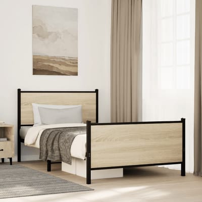 vidaXL - Bedframe - zonder - matras - metaal - sonoma - eikenkleurig - 107x203 - cm