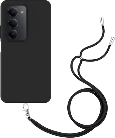 Just in Case hoesje met koord geschikt voor Xiaomi Redmi 15 (4G/5G) Hoesje met Koord - Flexibele Case - Zwart