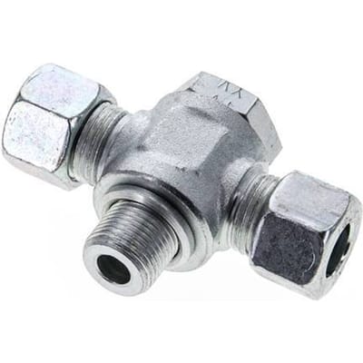 12L & G3/8'' Verzinkt Stalen T-Draaidoorvoer Snijringkoppeling Buitendraad 315bar ISO 8434-1