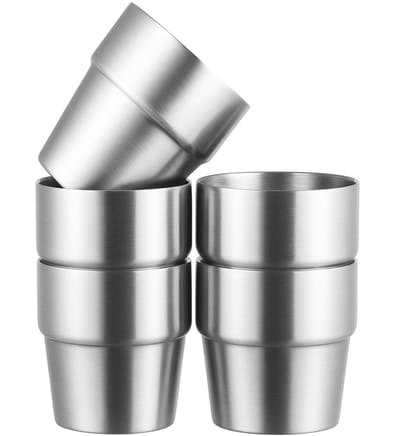 My Green Deal – RVS Stapelbare Bekers – Duurzame Roestvrijstalen Drinkbekers – Herbruikbare Metalen Glazen voor Warme & Koude Dranken