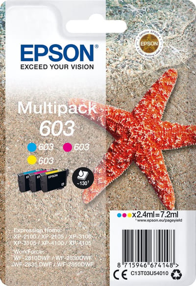 Epson C13T03U54020 inktcartridge, 1 stuk, origineel standaard rendement, cyaan, magenta, geel