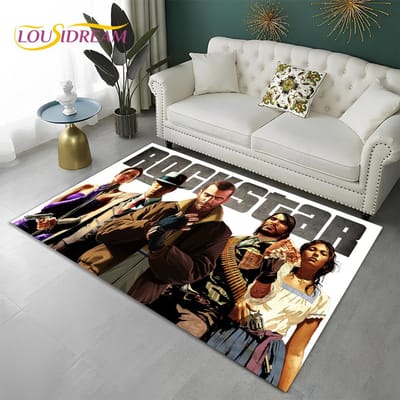 Grand Theft Auto Games 3D GTA Gamer Tapijt Vloerkleed voor Thuis Woonkamer Slaapkamer Bank Deurmat Decor, Kindergebied Vloerkleed Antislip Vloermat 70x100cm