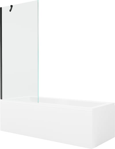 Mexen Cubik rechthoekig bad 170 x 70 met omhulsel en 1-deurs scherm 80 , transparant, zwart - 550317070X9508000070