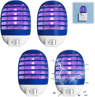 4 stuks muggenlamp, elektrische insectenverdelger, muggenlamp met UV-licht, elektrische muggenval, muggenbescherming, stopcontact voor vliegen, muggen en motten, voor de slaapkamer, keuken en eetkamer