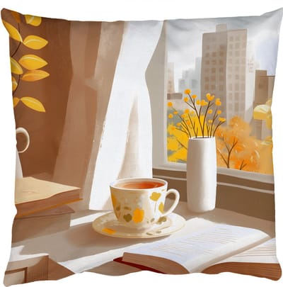 Sierkussens - Kussentjes Woonkamer - 50x50 cm - Thee - Boek - Thee - Herfst