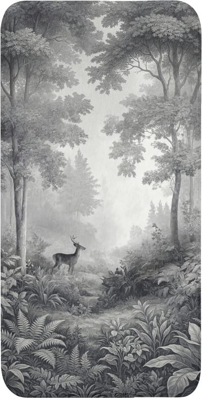 WC mat 60x120 cm - Antislip - Bos - Hert - Zwart - Wit - Toiletmat - Vloermat - Douchemat - Toilet tapijt - Toiletmatten